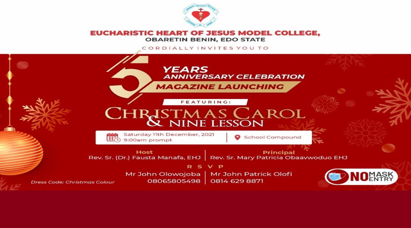 5th Year Anniversary Celebration / Christmas Carol and Nine Lesson in EHJMC Benin City on 11th Dec, 2021